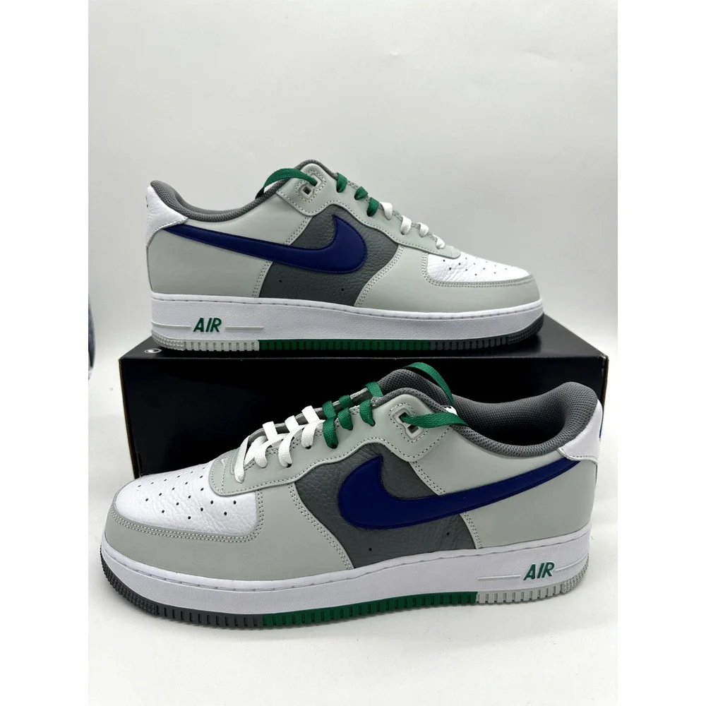 Nike Air Force 1 07 LV8 Men's size 15 "Split" Silver Royal Blue Green FD2592 001